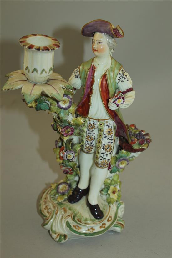 A Derby porcelain candlestick figure, late 18th century, 25cm